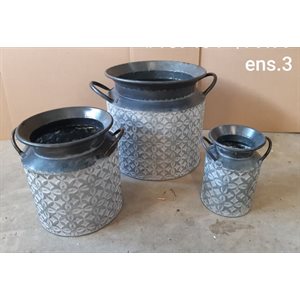 Pot métal ''style bidon'' Fence pattern (11-9-7½") Ens.3
