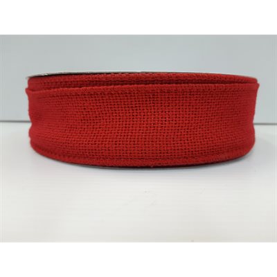 Ruban Burlap Wired 1½x25yds Rouge