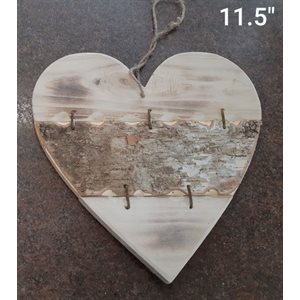Coeur en bois artisan avec corde 11½"