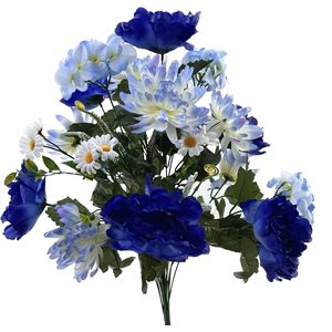 Bouquet pivoine / mum / hydrang 25" Bleu