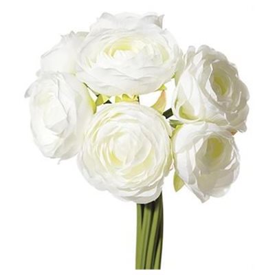Renoncule Bouquet artificiel 9" (7 fleurs) Blanc