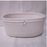 Vase céramique oval 8x5x4 (fit 2x4") étoile Blanc