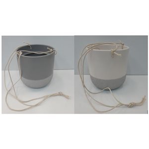 Cache pot céramique FIRENZA 5" à suspendre Blanc ou Gris